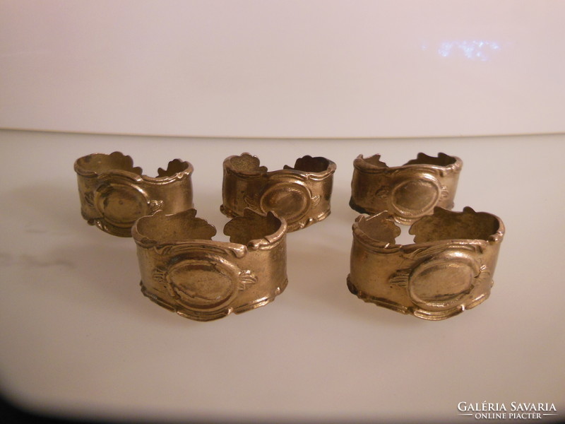 Napkin ring - 5 pcs !! - Copper - solid - 5 dkg! - 5.5 X 4 x 3 cm - beautiful old - German - flawless