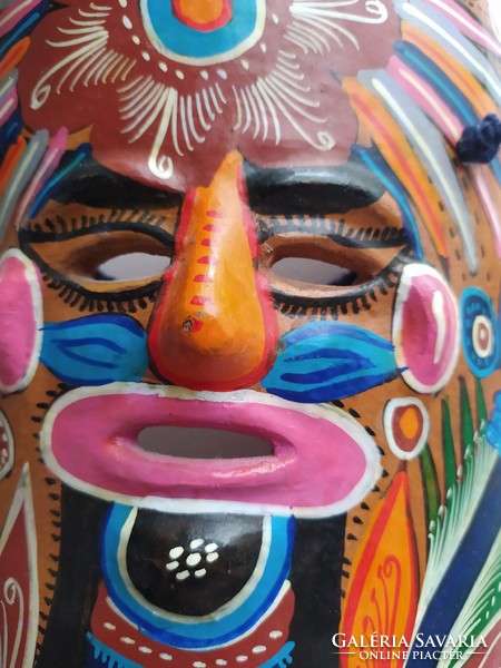 Richly decorated Mexican pottery mask