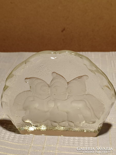 Glass paperweight - penguins