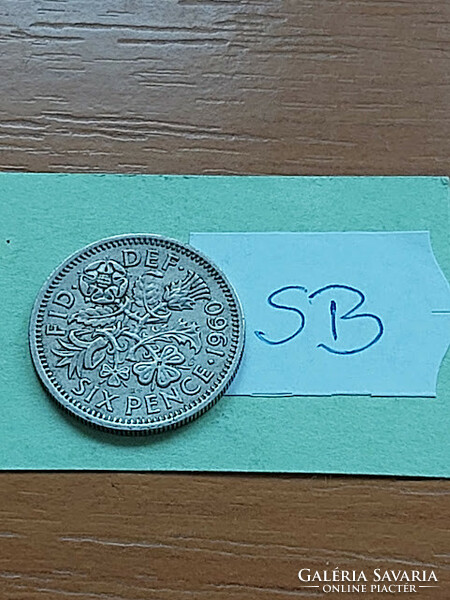 English England 6 pence 1960 ii. Elizabeth, copper-nickel, sb