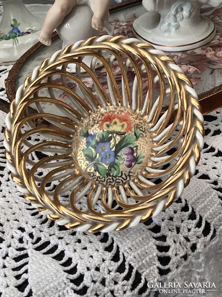 Golden woven Herend basket