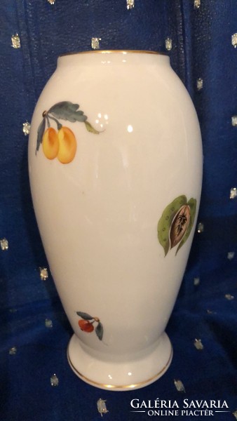 Herendi gyümölcsmintás váza, 18,5 cm, hibátlan