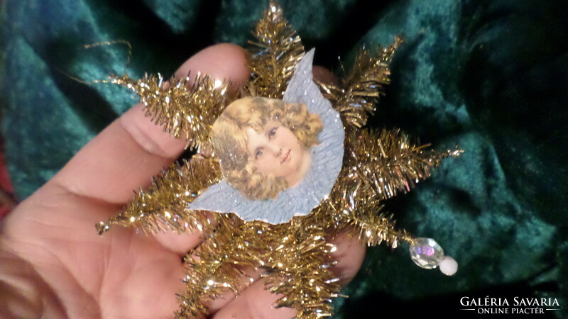 Retro Christmas tree decoration, approx. 9 cm, golden star.