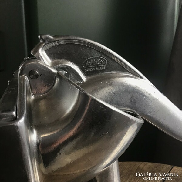 Old Swiss mechanical aluminum citrus juicer from 1940