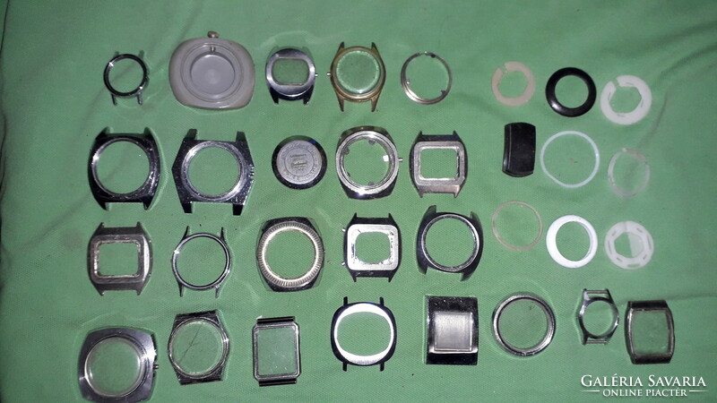 Antique old and new clocks, watch parts - glasses, fronts - together, according to the pictures, 19