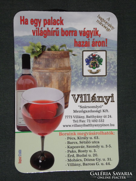 Kártyanaptár, Villányi vörös  bor, Villány Szársomlyó borászat, 2009, (6)