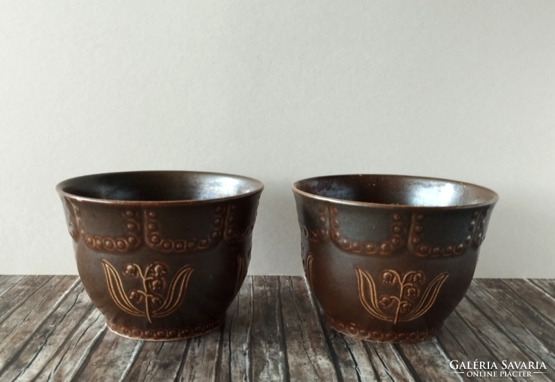 2 old beautiful granite Kispest ceramic bowls
