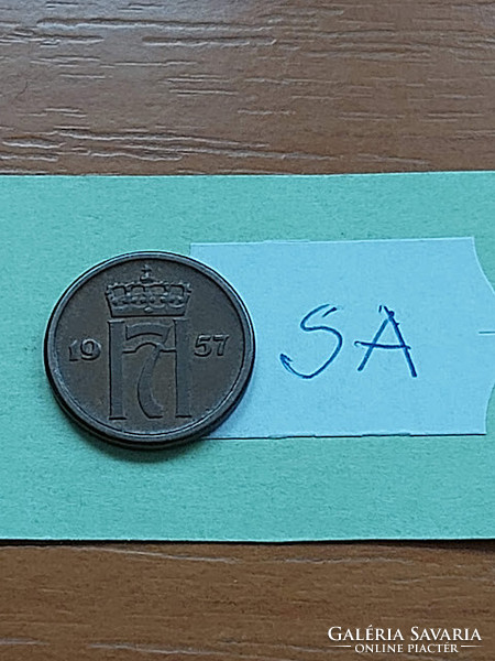Norway 1 cent 1957 vii. Haakon, bronze sa