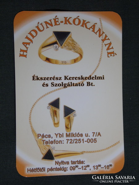 Kártyanaptár, Hajdúné Kókányné ékszerész üzlet, Pécs, gyűrű, nyaklánc , 2009, (6)