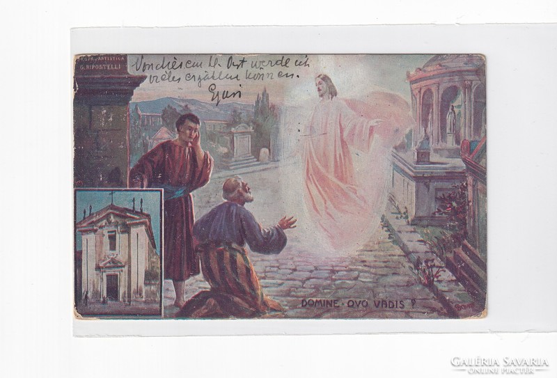 HV:95 Vallásos antik Üdvözlő képeslap "Szép kétoldalas lap"