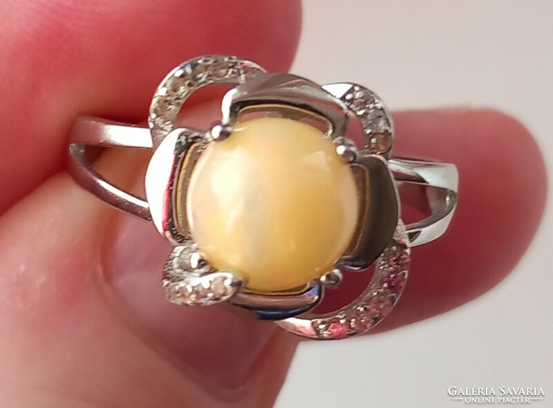 925 Silver natural opal ring 8 usa