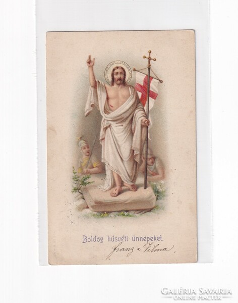 HV:87 Vallásos hosszúcímzéses Húsvéti Üdvözlő képeslap 1906