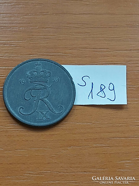 Denmark 5 cents 1959 ix. King Frederick, zinc s189
