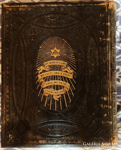 Antik VIKTORIÁNUS korabeli Szent BIBLIA John Brown 1873.