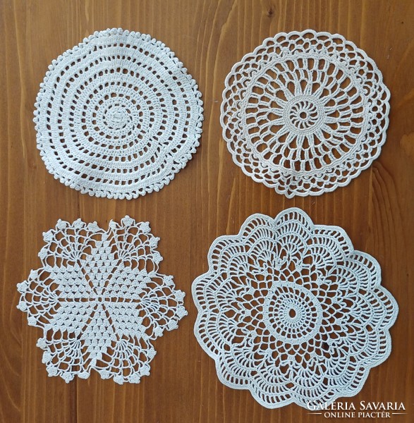 4 small crochet lace tablecloths