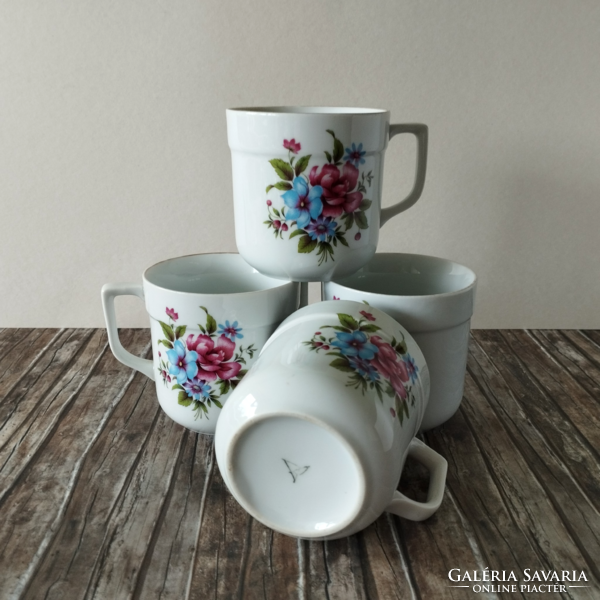 4 retro lowland porcelain mugs and cups
