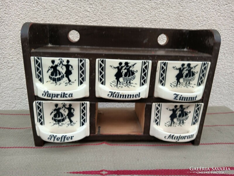Antique wall-mounted porcelain spice holder set. 5 pcs. Negotiable!
