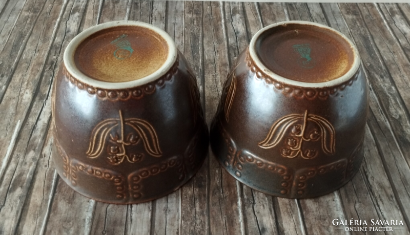 2 old beautiful granite Kispest ceramic bowls