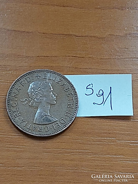 English England 1/2 penny 1965 ii. Queen Elizabeth, bronze s91