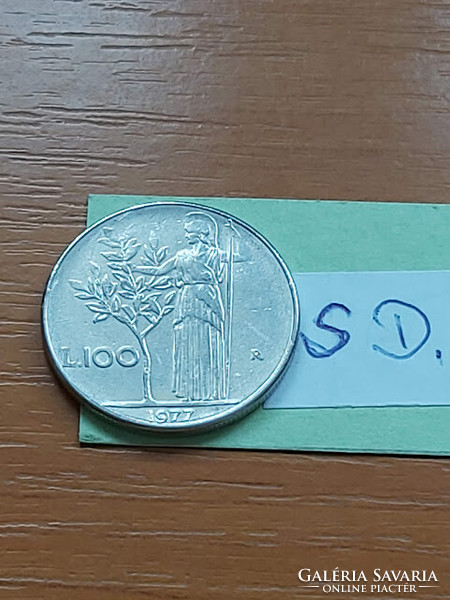 Italy 100 lira 1977, goddess Minerva, stainless steel sd