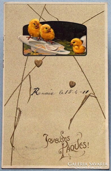 Antique Embossed Easter Greeting Card Chicks