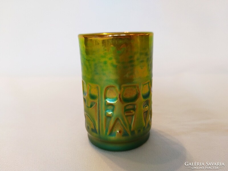 Zsolnay eozin art-deco small glass. Flawless! (No.: 24/223.)