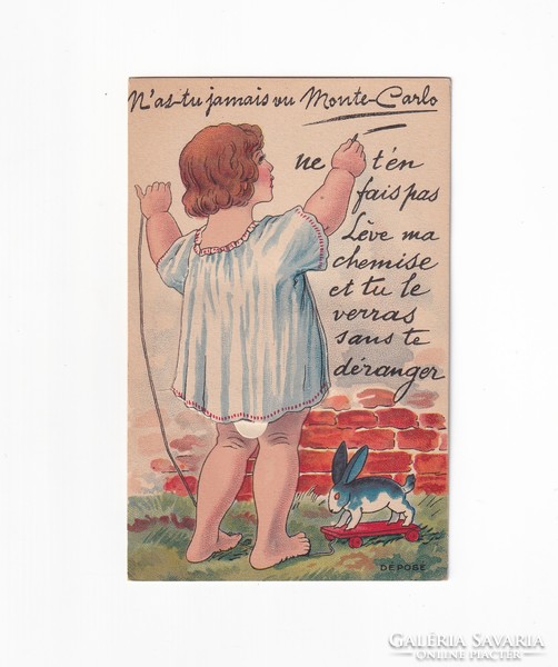 H:113 Antik Húsvéti Üdvözlő képeslap postatiszta kihajthatós leporelló "Monte-Carlo"