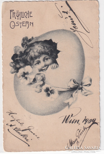 H:105 Húsvéti antik Üdvözlő képeslap 1909