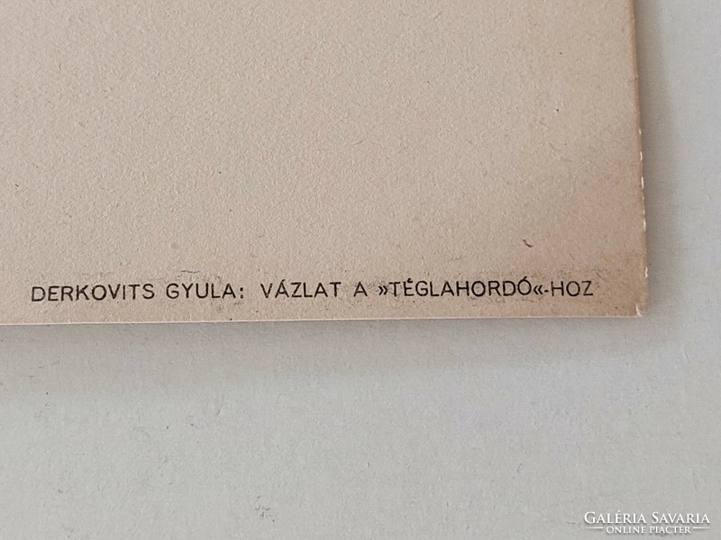Régi nyomat Athenaeum 1949 Derkovits Gyula garfikája Vázlat a téglahordóhoz