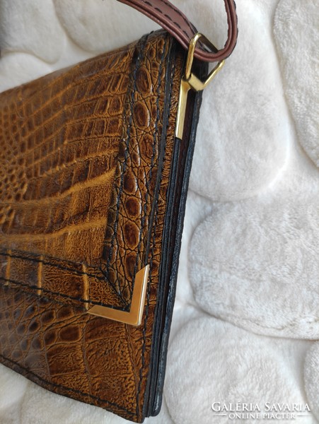 Original crocodile leather women's bag with retro reticule in impeccable condition