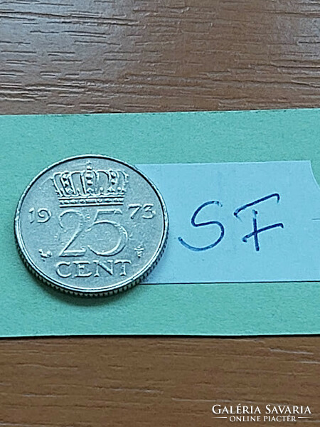 Netherlands 25 cents 1973 Queen Juliana, nickel sf
