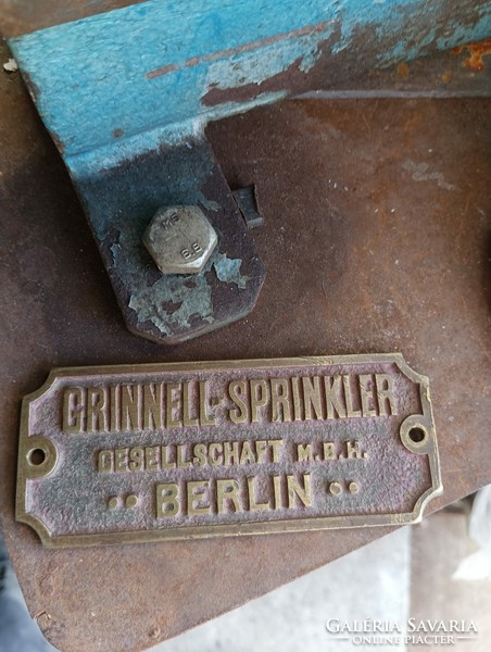RITKA !  Antik Réz  Tábla Tűzoltó szivattyú szerelvény gyár Berlin  Loft industrial