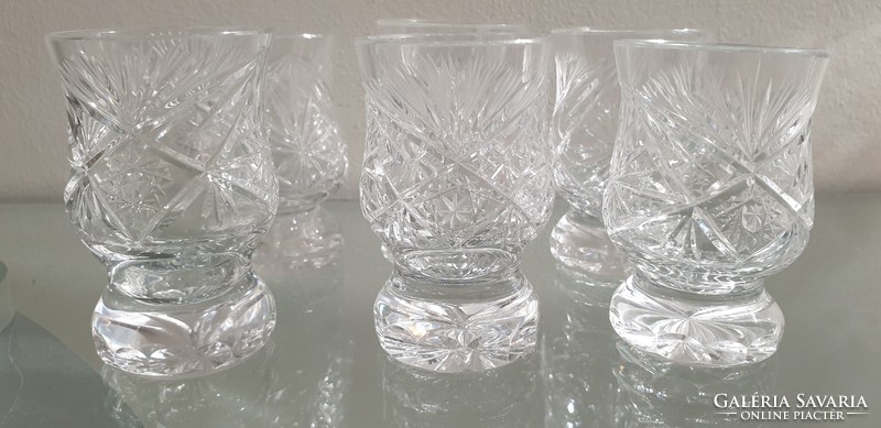 Set of 6 beautiful, polished crystal glasses, 7 cm