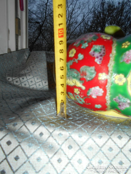 Pumpkin-shaped box with a lid - hand-painted spectacular ceramics - diameter 19 cm