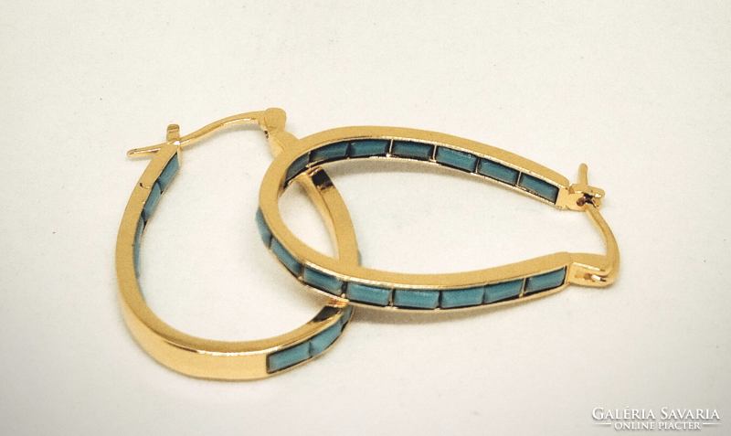 Gold-plated turquoise inlaid earrings 344