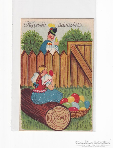 H:102 Easter antique greeting card postal clear