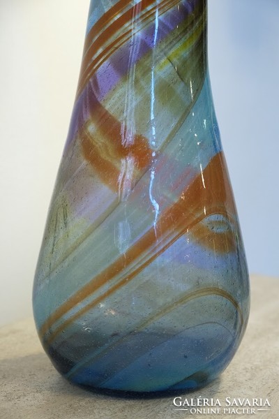 Light blue glass vase by Hungarian glass artist György Buczkó