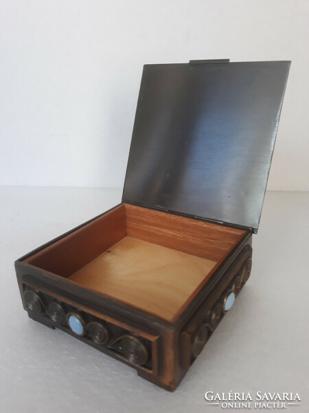Retro bronz iparművészeti ékszeres doboz, díszdoboz