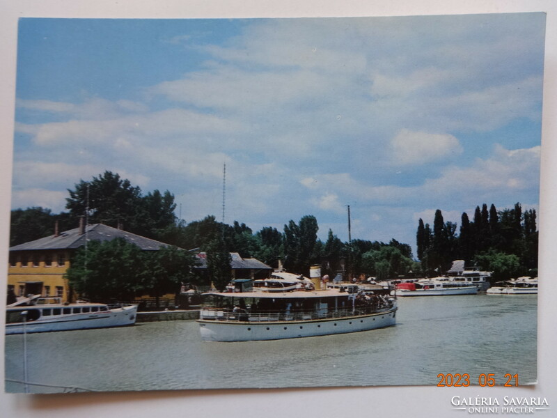 Old postcard: Siofok, harbor with ship (1973)