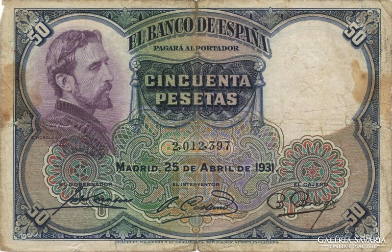 50 Pesetas pesetas 1931 Spain