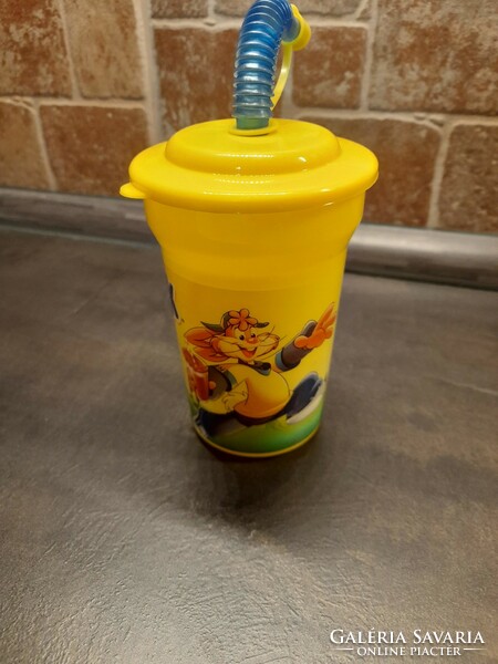 Retro monchhichi children's hanger and nesquick straw cup in one