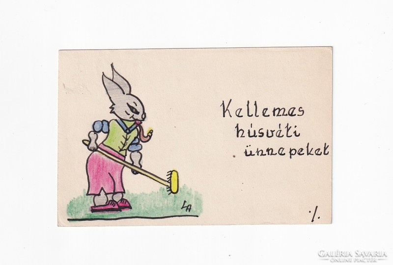 H:80 Húsvéti Üdvözlő üdv.kártya-képeslap "kézzel rajzolt lap"