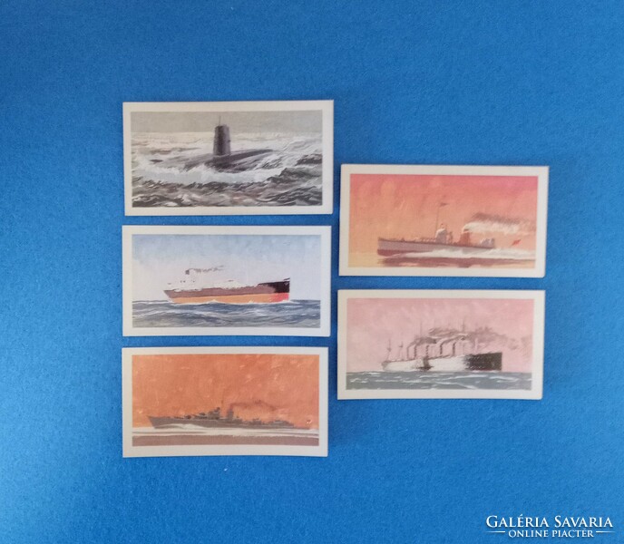 Warships, rare pieces, English collectible tea cards from the 1970s