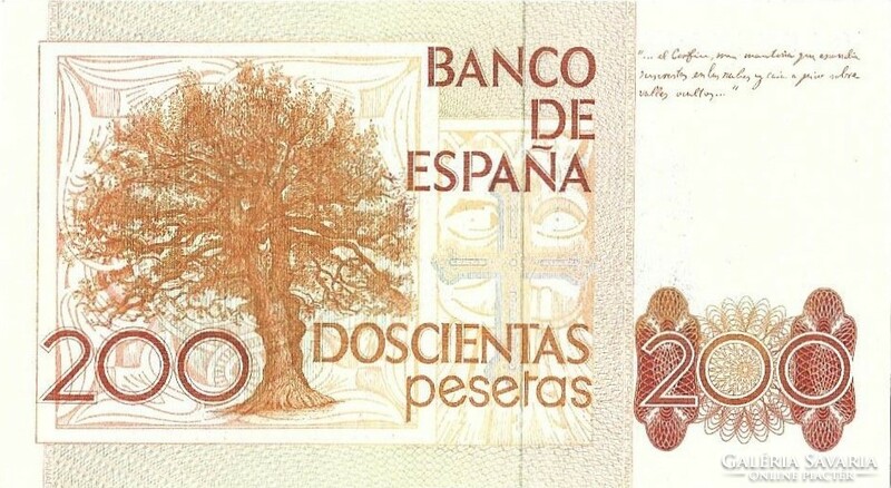 200 peseta pesetas 1980 Spanyolország UNC