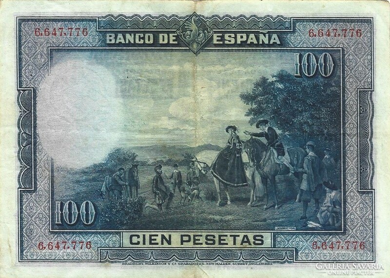100 peseta pesetas 1928 Spanyolország