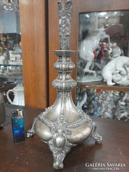 Old Austro-Hungarian silver 800 baroque candle holder. 30 Cm. 210 Grams.