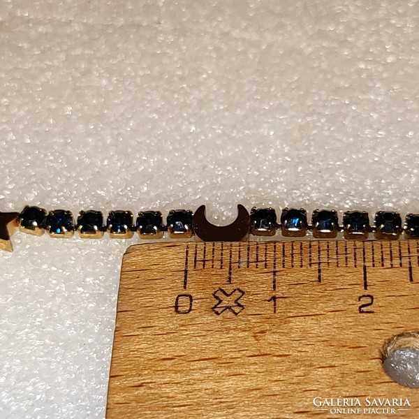 New! Gold-plated steel blue crystal bracelet 17 +4cm