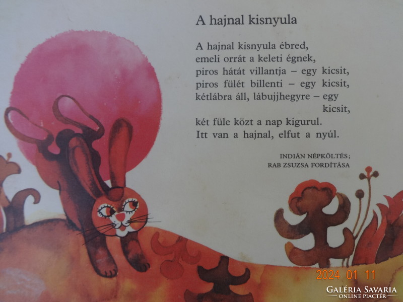 Húsvéti hívogató - kemény lapos mesekönyv, régi leporelló Somorjai Éva rajzaival (1983)