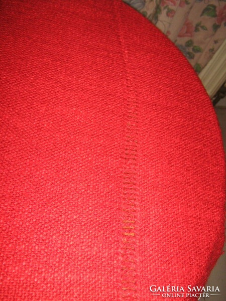 Beautiful handmade crocheted red azure antique woven tablecloth