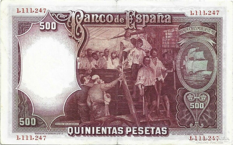 500 peseta pesetas 1931 Spanyolország Gyönyörű